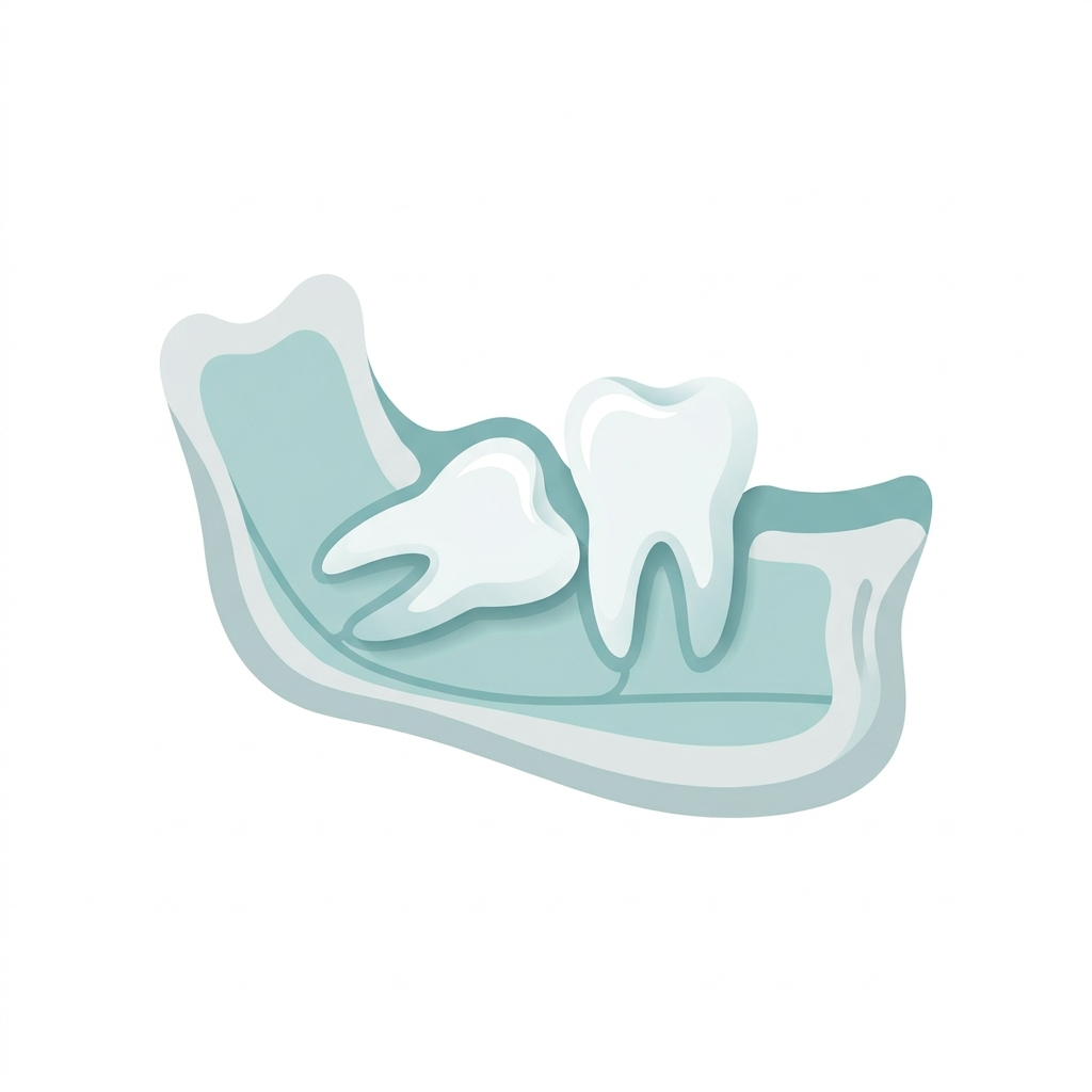 Illustration of a horizontal wisdom tooth impaction
