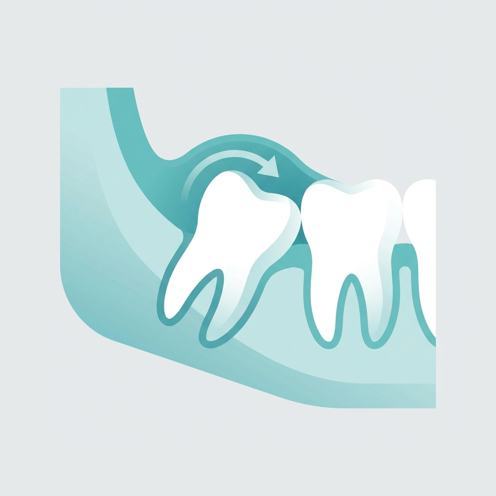 Illustration of a vertical wisdom tooth impaction